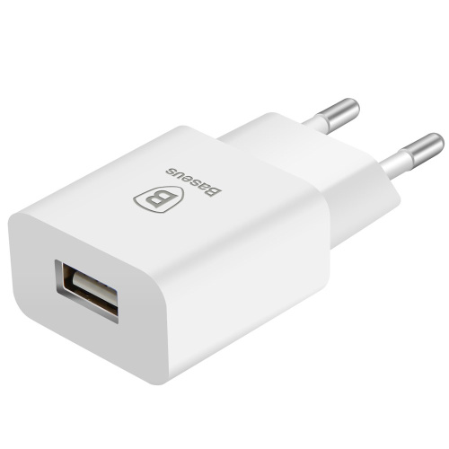 Мережева зарядка USB для iPhone Baseus Letour 1USB 2.1A біла - UkrApple