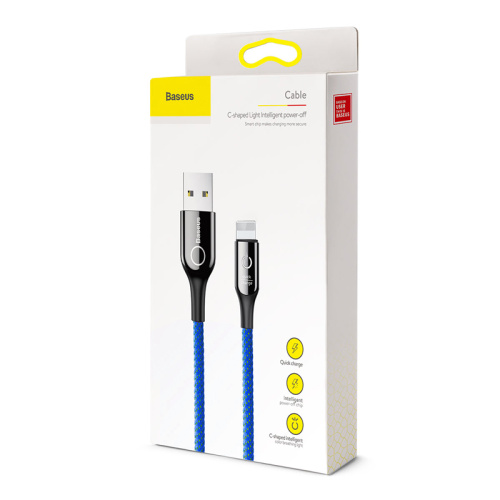 USB кабель Baseus Lightning C-shaped 2.4A 1m blue - UkrApple