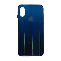 Чехол накладка xCase на iPhone X/XS Glass Shine Case Logo light blue