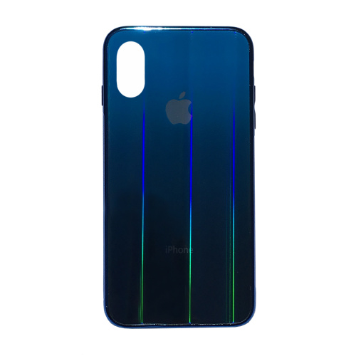 Чехол накладка xCase на iPhone X/XS Glass Shine Case Logo light blue - UkrApple