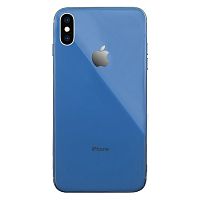 Чехол накладка xCase на iPhone X/XS Glass Silicone Case Logo blue