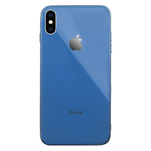 Чехол накладка xCase на iPhone X/XS Glass Silicone Case Logo blue - UkrApple