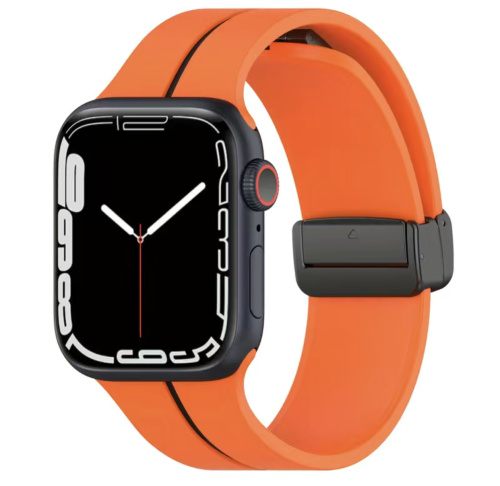 Ремінець для Apple Watch 42/44/45/49 mm New Silicone band orange black - UkrApple