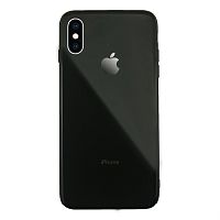 Чехол накладка xCase на iPhone XS Max Glass Silicone Case Logo black