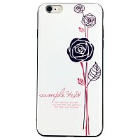 Чехол накладка на iPhone 6 plus/6s plus белый с черной розой, плотный силикон