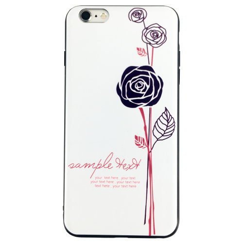 Чехол накладка на iPhone 6 plus/6s plus белый с черной розой, плотный силикон - UkrApple