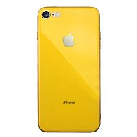 Чехол накладка xCase на iPhone 7/8/SE 2020 Glass Silicone Case Logo yellow