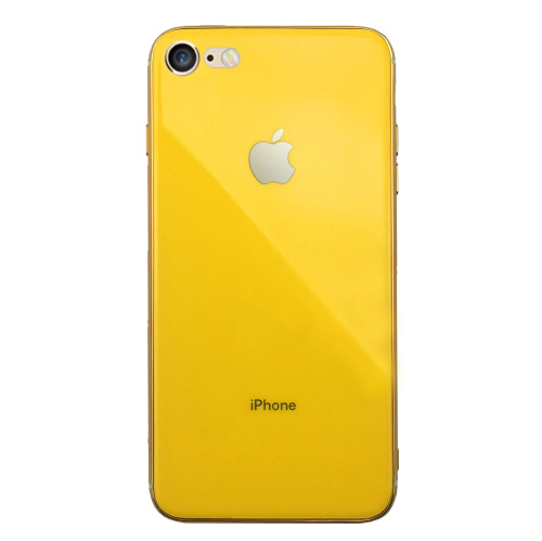 Чехол накладка xCase на iPhone 7/8/SE 2020 Glass Silicone Case Logo yellow - UkrApple