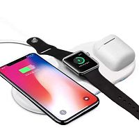 Бездротова зарядка стенд Wireless Charger AirPower 3in1 (Phone+Apple Watch+AirPods) White