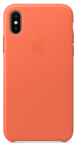 Чехол накладка на iPhone Х/XS Leather Case оранжевый - UkrApple
