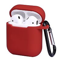 Чехол для AirPods/AirPods 2 silicone case red с карабином