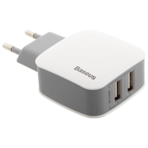 Мережева зарядка USB для iPhone Baseus Letour 2USB 2.4A біла - UkrApple