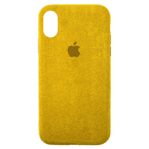 Чехол накладка для iPhone XR Alcantara Full yellow - UkrApple