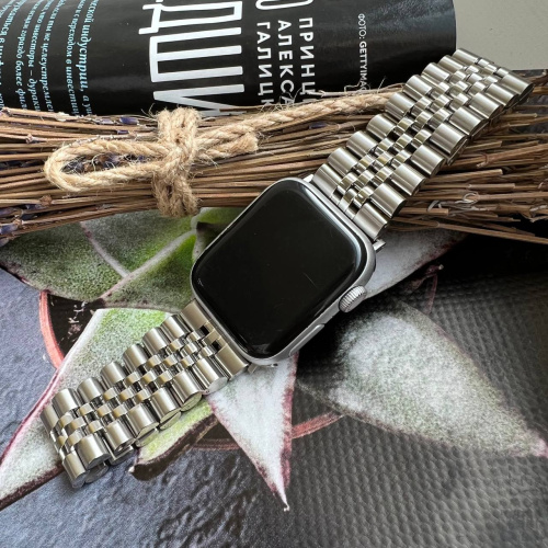 Ремінець для Apple Watch 38/40/41 mm Metall New 5-bead silver: фото 7 - UkrApple