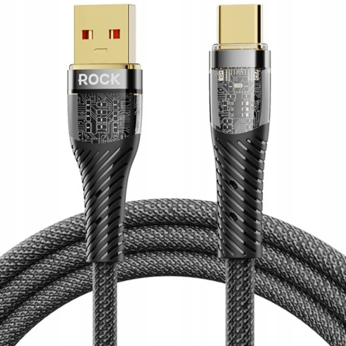 USB кабель Type-C 120cm Rock Z21 Transparency 100W black - UkrApple
