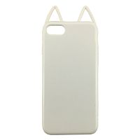 Чехол накладка на iPhone 7/8/SE 2020 белый глянцевый кот, плотный силикон