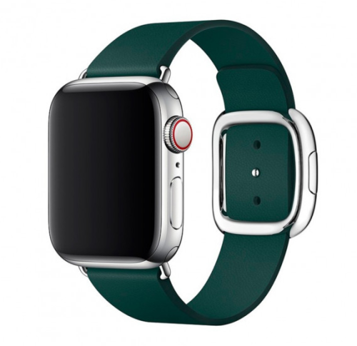 Ремінець xCase для Apple watch 38/40/41 mm Modern Buckle Leather silver forest green - UkrApple