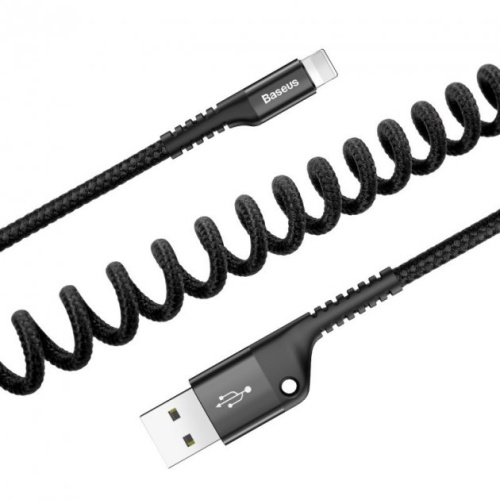 USB кабель Lightning 100cm Baseus Fish eye Spring 2A black : фото 3 - UkrApple