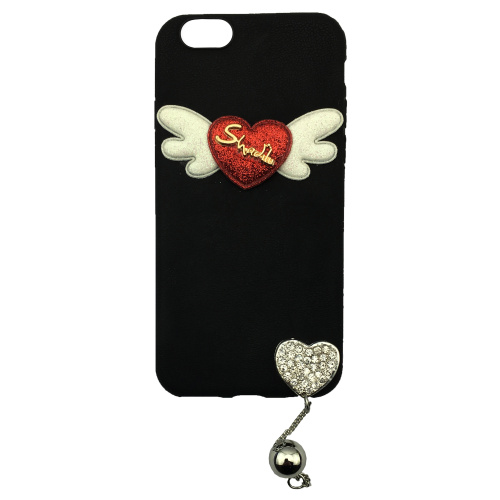 Чехол накладка на iPhone 7/8/SE 2020 сердце с крыльями, черный, плотный силикон - UkrApple