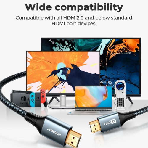 Кабель JoyRoom HDMI to HDMI 4K 2m gray: фото 6 - UkrApple