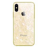 Чехол накладка xCase на iPhone XS Max Glass Marble case gold