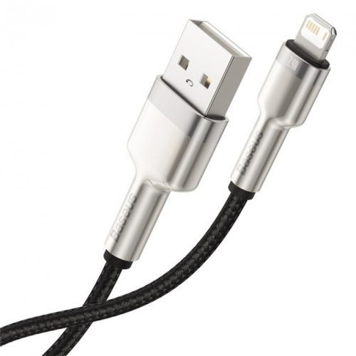 USB кабель Lightning 200cm Baseus Cafule Metal 2.4A black - UkrApple
