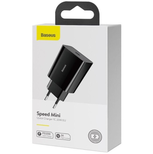 Мережевий зарядний пристрій Baseus Speed Mini 1C 20W black: фото 2 - UkrApple