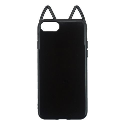 Чехол накладка на iPhone 6/6s черный глянцевый кот, плотный силикон - UkrApple