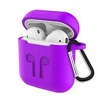 Чехол для AirPods/AirPods 2 silicone case logo purple с карабином