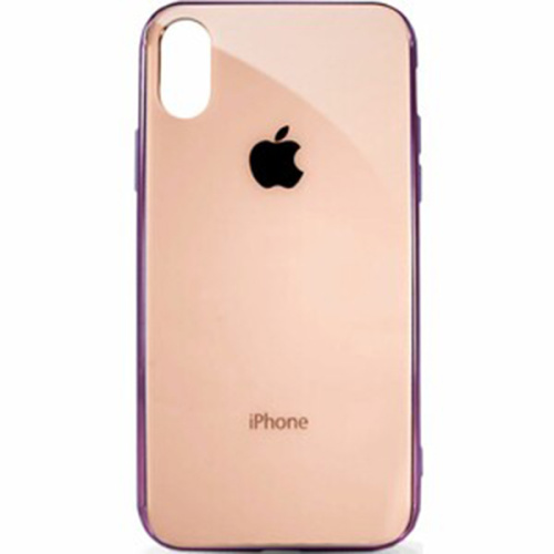 Чехол накладка xCase на iPhone XR Glass Case Logo Metallic rose gold - UkrApple