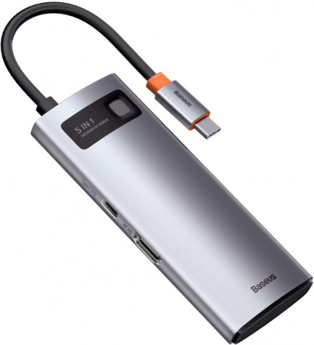 Перехідник Baseus Metal Gleam 5-in-1 Multifunctional ( HDMI+USB3.0*3+PD) gray: фото 4 - UkrApple