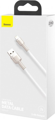 USB кабель Lightning 100cm Baseus Cafule Metal 2.4A white : фото 8 - UkrApple