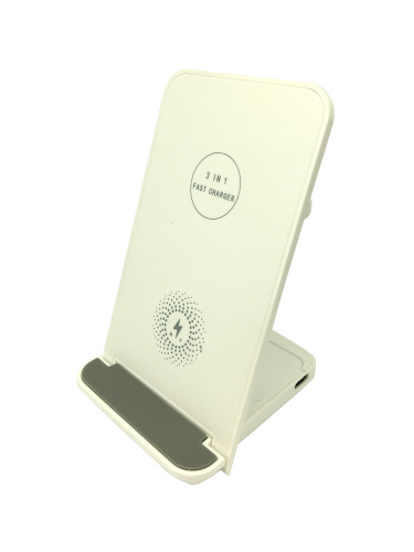 Бездротова зарядка стенд Smart 3in1 HY-18 Mini Fast 15W White: фото 2 - UkrApple