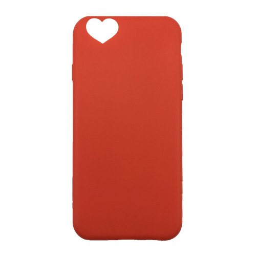 Чехол накладка на iPhone 7 Plus/8 Plus красный с вырезом под сердце, плотный силикон - UkrApple
