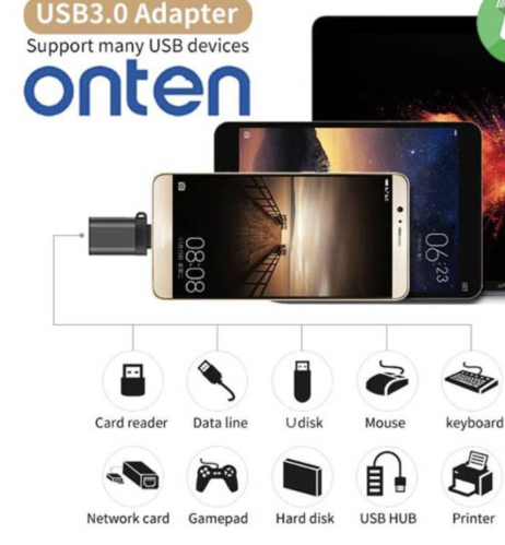 Перехідник Onten OTG type-C to USB 9130T black: фото 8 - UkrApple