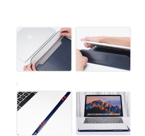 Папка конверт для MacBook Leather standing pouch 13.3'' dark blue: фото 5 - UkrApple