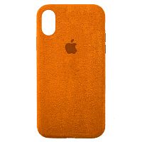 Чехол накладка для iPhone XS Max Alcantara Full orange