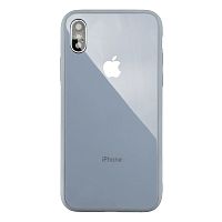 Чехол накладка xCase на iPhone X/XS Glass Pastel Case Logo mist blue