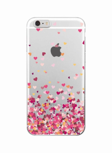 Чехол накладка xCase на iPhone 6/6s прозрачный с сердечками №1 - UkrApple