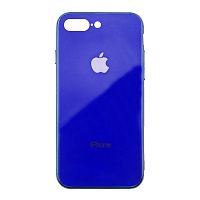 Чехол накладка xCase на iPhone 7 Plus/8 Plus Glass Case Logo Metallic blue