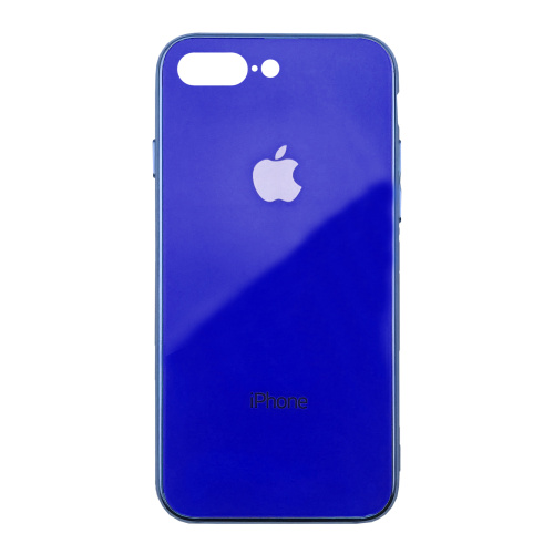 Чехол накладка xCase на iPhone 7 Plus/8 Plus Glass Case Logo Metallic blue - UkrApple