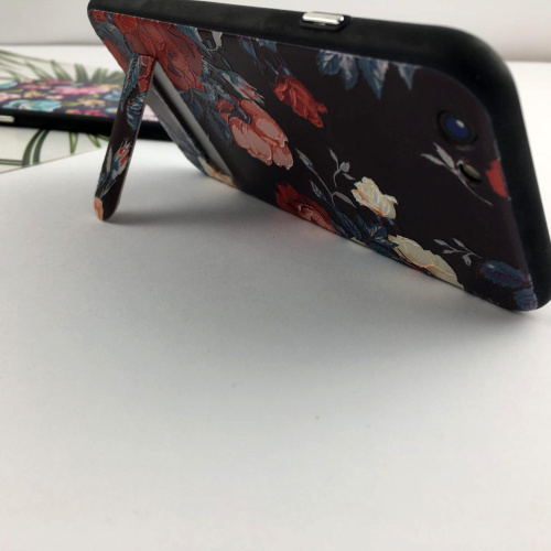 Чехол накладка на iPhone 7/8/SE 2020 с подставкой, цветы, плотный силикон: фото 2 - UkrApple