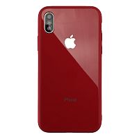 Чехол накладка xCase на iPhone XS Max Glass Pastel Case Logo red