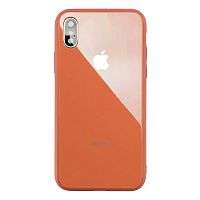 Чехол накладка xCase на iPhone X/XS Glass Pastel Case Logo peach