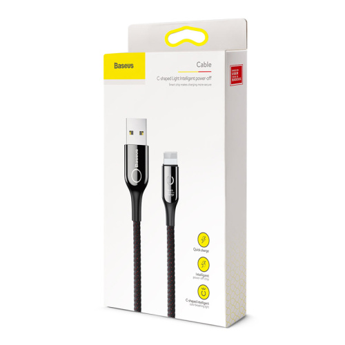 USB кабель Baseus Lightning C-shaped 2.4A 1m black - UkrApple