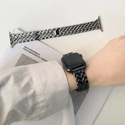 Ремінець для Apple Watch 42/44/45/49 mm Metall braided black: фото 2 - UkrApple