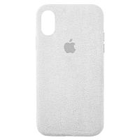 Чехол накладка для iPhone X/XS Alcantara Full white