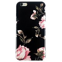 Чехол накладка на iPhone 7/8/SE 2020 черный с розами, плотный силикон