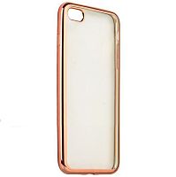 Чехол накладка на iPhone 6/6s прозрачный силикон с ободком, розовое золото