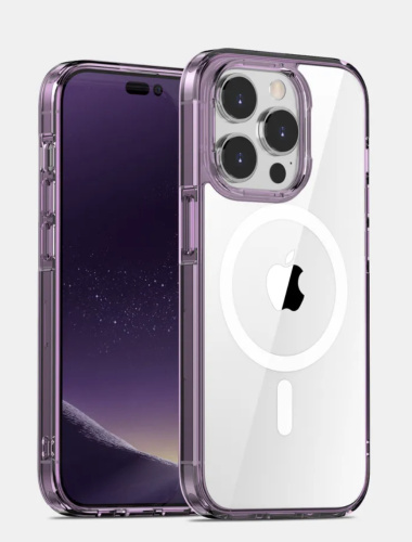 Чохол iPhone 14 Pro Max Crystal Shining with MagSafe transparent purple - UkrApple